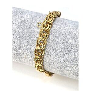 Kollmar and Jourdan Gold Double Link Bracelet Chain Germany Unmarked 7"  li615